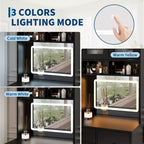 3 in 1 Vanity Desk, Tall Makeup Vanity Set, 4 Drawers, Storage Compartment, Acrylic Doors, for Bedroom, Home