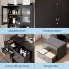 3 in 1 Vanity Desk, Tall Makeup Vanity Set, 4 Drawers, Storage Compartment, Acrylic Doors, for Bedroom, Home