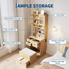 3 in 1 Vanity Desk, Tall Makeup Vanity Set, 4 Drawers, Storage Compartment, Acrylic Doors, for Bedroom, Home