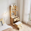 3 in 1 Vanity Desk, Tall Makeup Vanity Set, 4 Drawers, Storage Compartment, Acrylic Doors, for Bedroom, Home