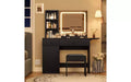 Makeup Vanity Desk with Mirror and Lights, Vanity Table Set with Drawer & Power Outlet & Chair & 3 Shelves, Bedroom