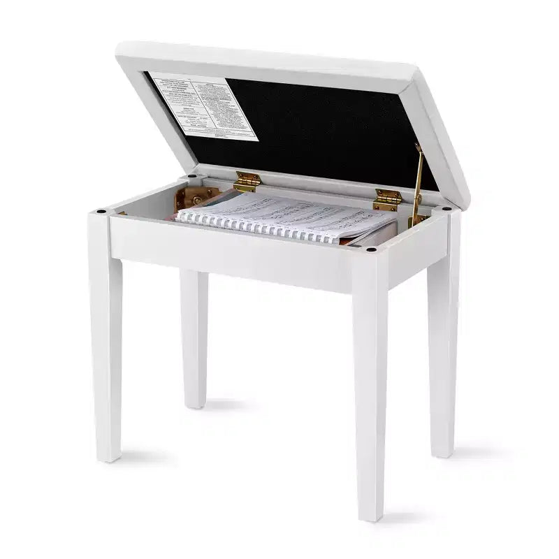 Banqueta de piano SONGMICS con cojín acolchado y compartimento de almacenamiento para partituras, taburete de tocador, asiento de piano de madera capitoné