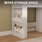 Tocador de maquillaje con espejo y taburete, mesa tocador blanca con 5 cajones, conjunto de mesa de maquillaje para dormitorio