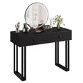 40 Inch White Small Vanity Makeup Desk with HD Round Lighted Mirror, 3 Color Lights & Adjustable Brightness, Bedroom Vanity Desk
