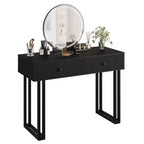 40 Inch White Small Vanity Makeup Desk with HD Round Lighted Mirror, 3 Color Lights & Adjustable Brightness, Bedroom Vanity Desk
