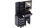 37-Inch Luxury Makeup Vanity Desk with Sliding LED Mirror, Cabinet Storage, Built-In Power Hub, Hair Dryer Stand, and Side Cabinet for Bedroom