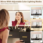 45.9 Vanity Desk with Lighted Mirror, Charging Station and 7 Drawers, Makeup Vanity Table with Storage Stool