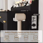 45.9 Vanity Desk with Lighted Mirror, Charging Station and 7 Drawers, Makeup Vanity Table with Storage Stool