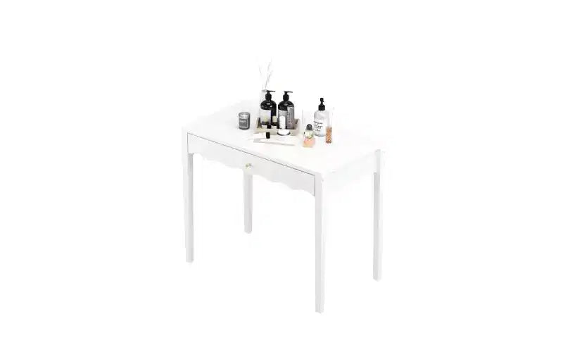 35.43 White Vanity Desk with Drawer, Modern Makeup Table or Writing Desk for Bedroom or Small Office