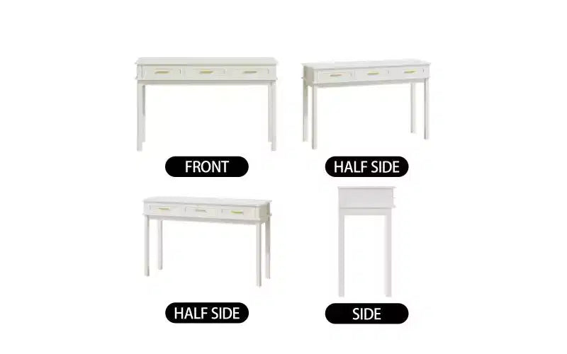 Cremeweißer Schminktisch mit 3 Schubladen, moderner Schmink- oder Schreibtisch fürs Schlafzimmer
