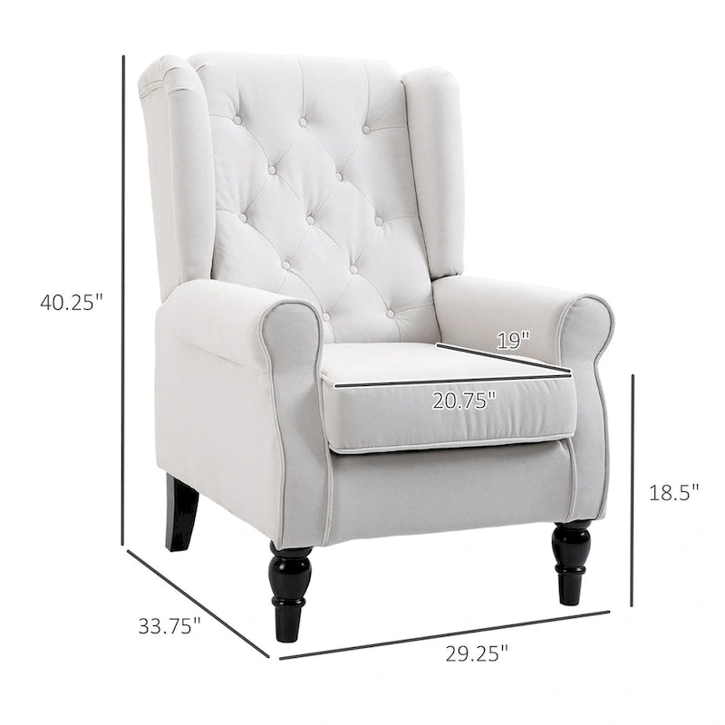 Button-Tufted Accent Chair with High Wingback, Rounded Cushioned Armrests, and Thick Padded Seat