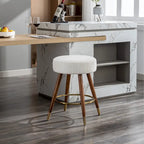 White 23.88 Upholstered Swivel Stool with Wood Frame