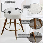White 23.88 Upholstered Swivel Stool with Wood Frame