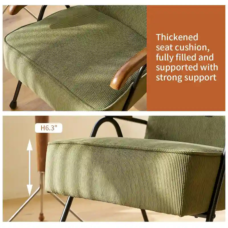 Green Modern 20 High Back Upholstered Accent Chair with Metal Legs