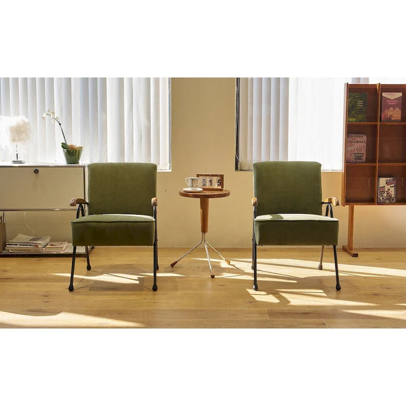 Green Modern 20 High Back Upholstered Accent Chair with Metal Legs
