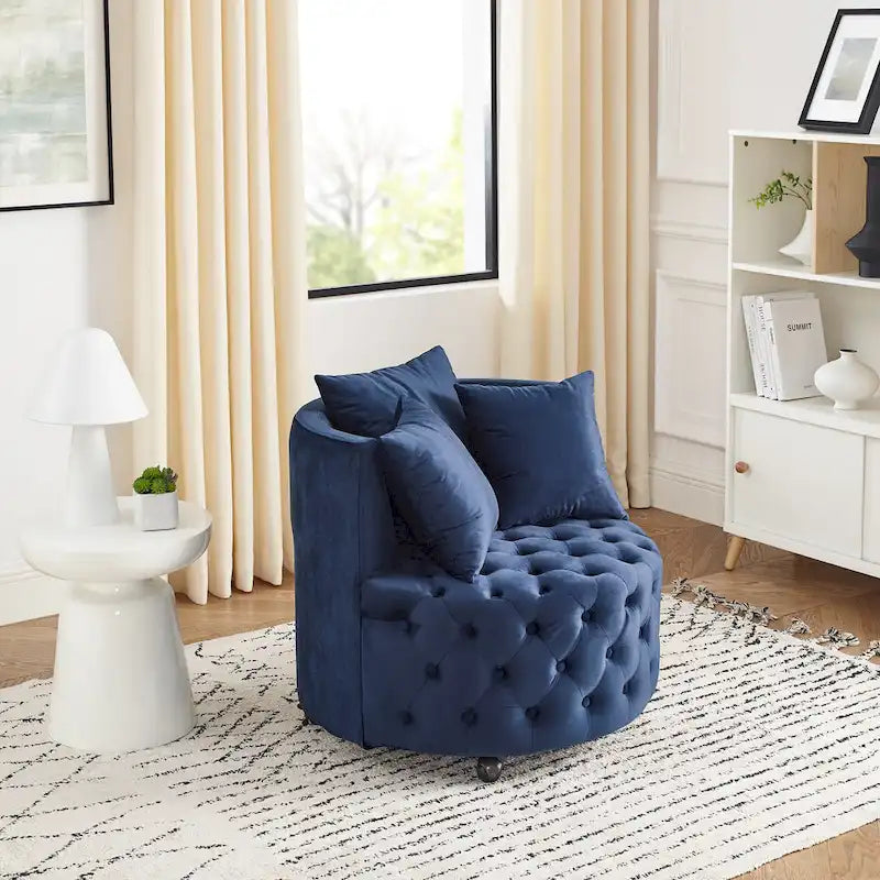 Blue Modern 30 Swivel Tufted Accent Chair