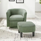 Groene gestoffeerde draaifauteuil van 26.38 inch met voetenbank