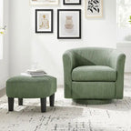 Groene gestoffeerde draaifauteuil van 26.38 inch met voetenbank