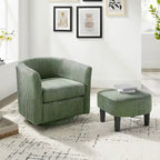 Groene gestoffeerde draaifauteuil van 26.38 inch met voetenbank
