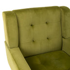Poltrona decorativa imbottita trapuntata in velluto verde da 29.53 con gambe in legno massello nero