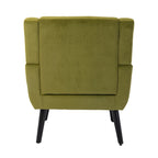 Poltrona decorativa imbottita trapuntata in velluto verde da 29.53 con gambe in legno massello nero