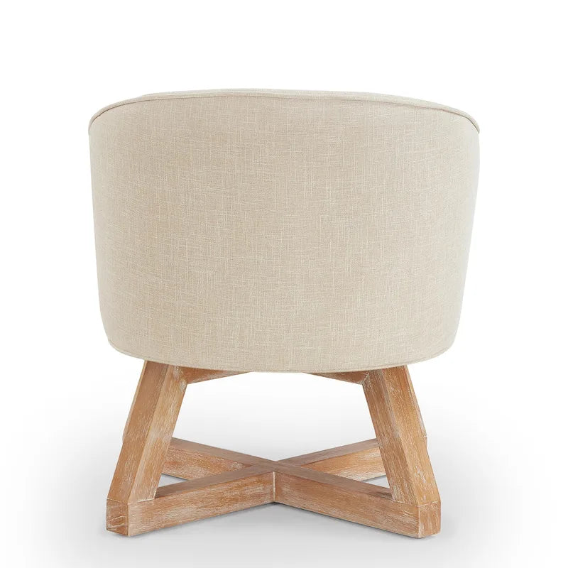 Beige Modern 27 Linen Swivel Barrel Chair