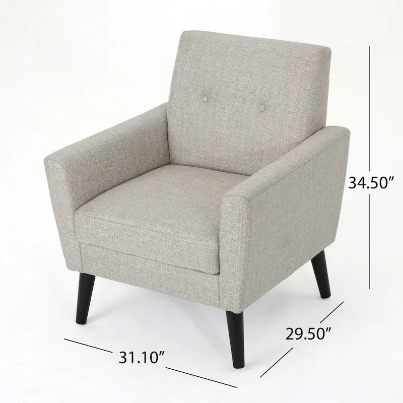 31.1 Upholstered Button Tufted Club Chair with Rubber Legs