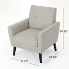 31.1 Upholstered Button Tufted Club Chair with Rubber Legs