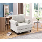 37.2 Chenille Upholstered Accent Chair with Nailheads