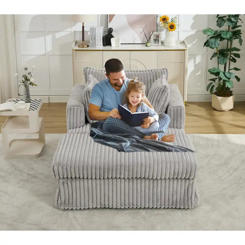 47.8 Oversized Upholstered Chaise Longue Chair with Pillows