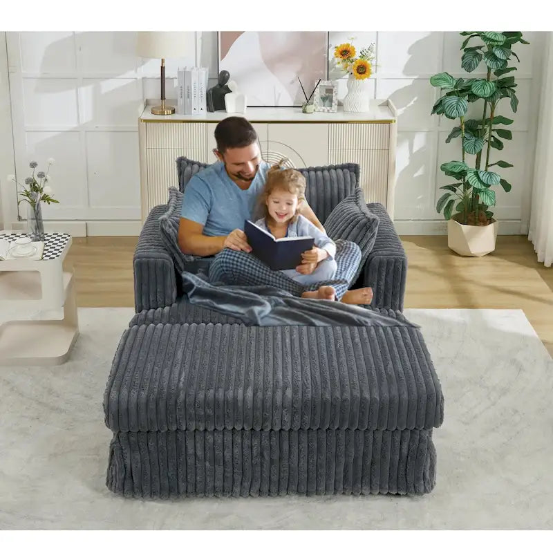 47.8 Oversized Upholstered Chaise Longue Chair with Pillows