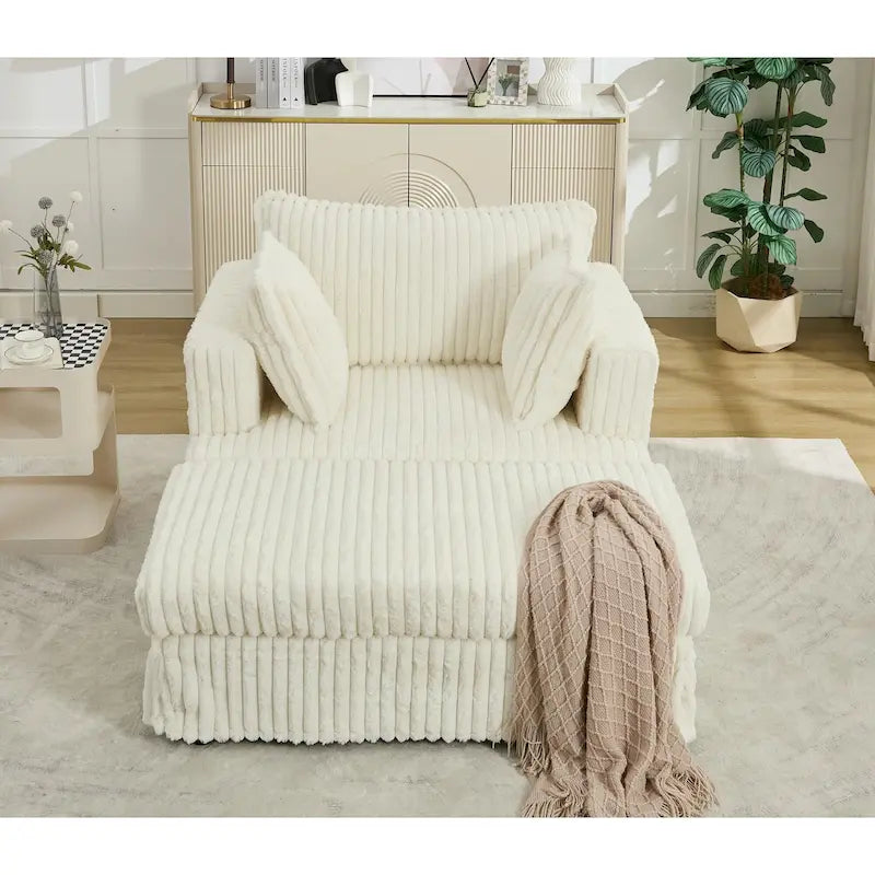 47.8 Oversized Upholstered Chaise Longue Chair with Pillows