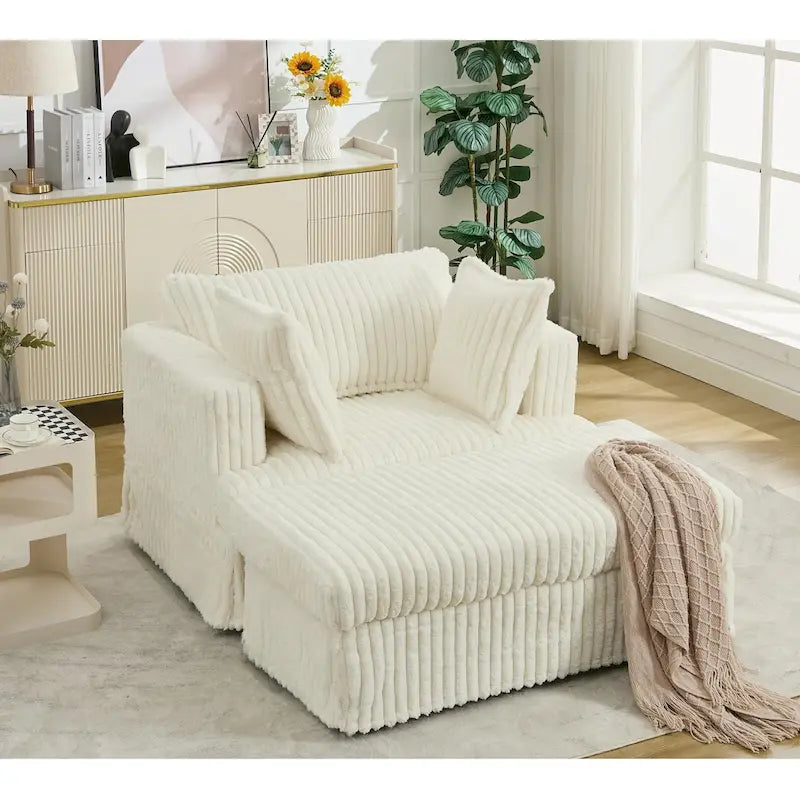 47.8 Oversized Upholstered Chaise Longue Chair with Pillows