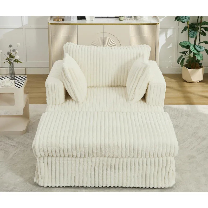 47.8 Oversized Upholstered Chaise Longue Chair with Pillows