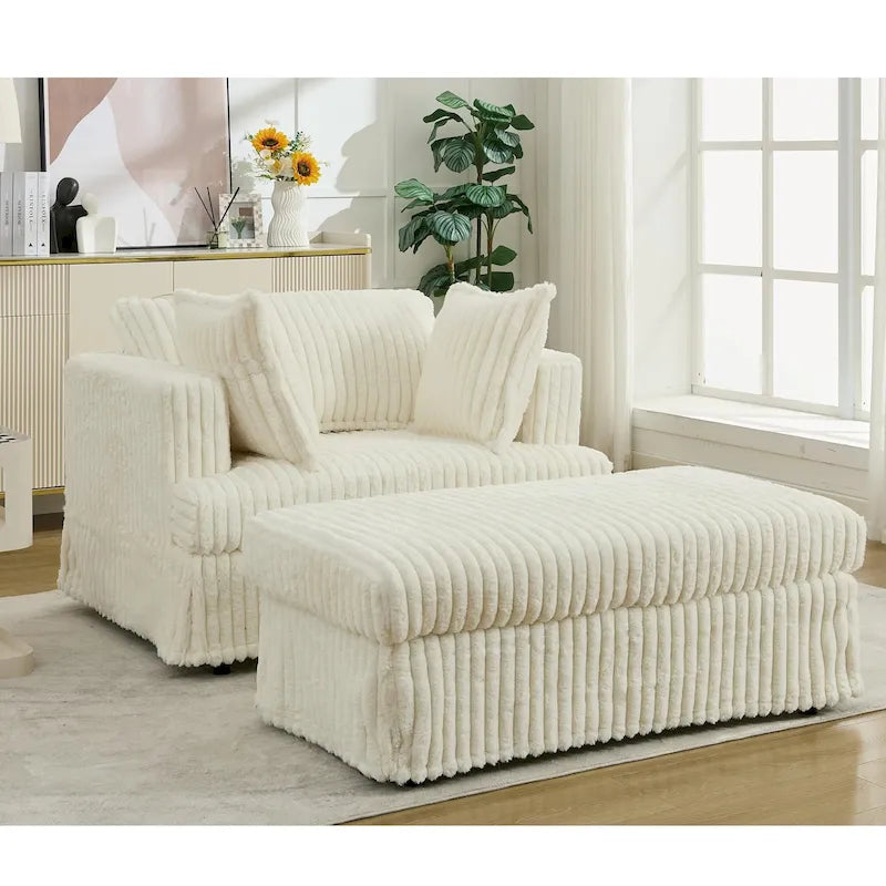 47.8 Oversized Upholstered Chaise Longue Chair with Pillows