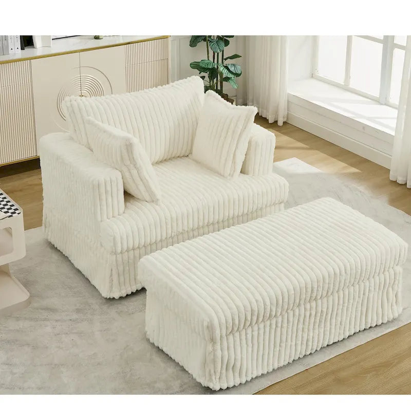 47.8 Oversized Upholstered Chaise Longue Chair with Pillows