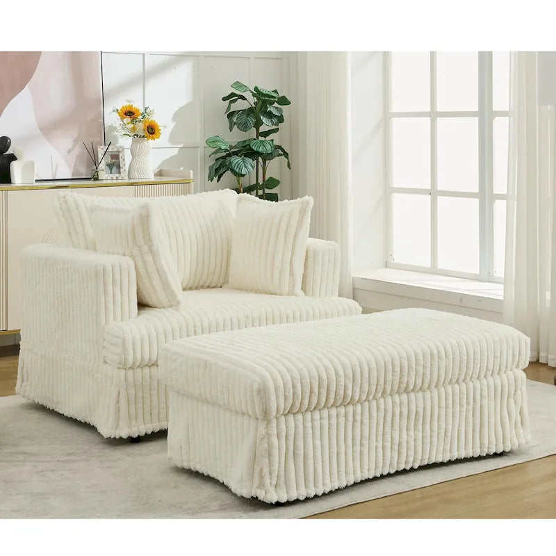 47.8 Oversized Upholstered Chaise Longue Chair with Pillows