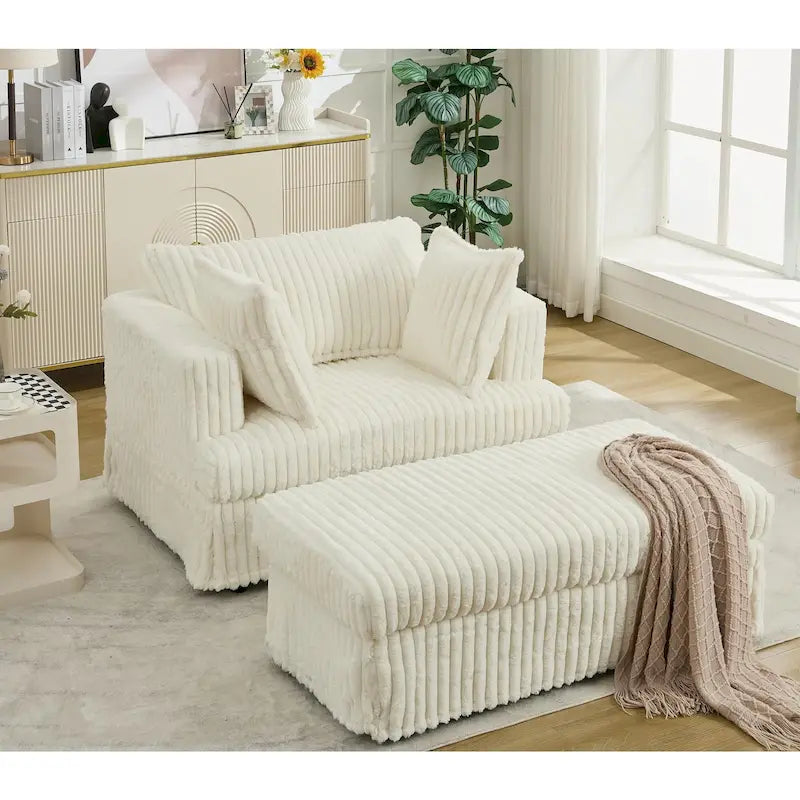 47.8 Oversized Upholstered Chaise Longue Chair with Pillows