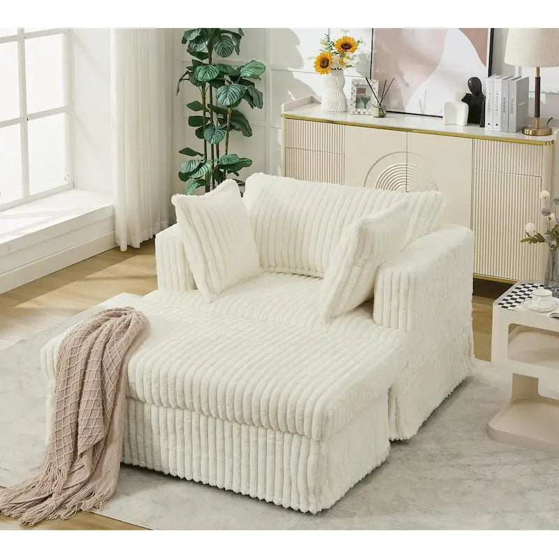47.8 Oversized Upholstered Chaise Longue Chair with Pillows
