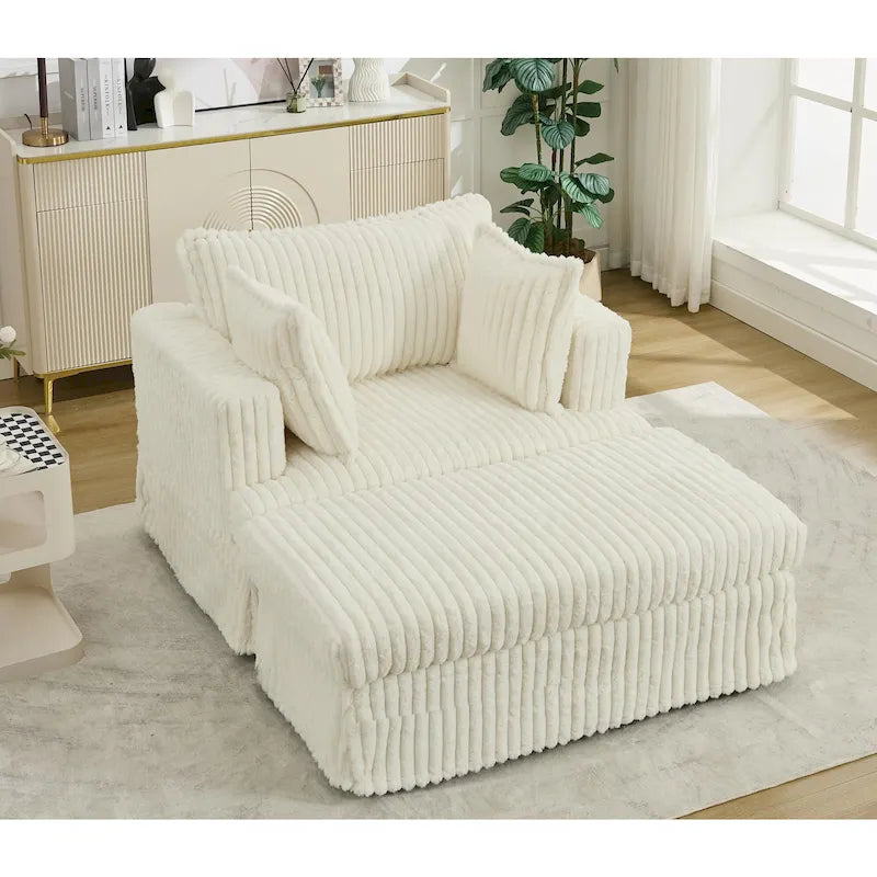 47.8 Oversized Upholstered Chaise Longue Chair with Pillows