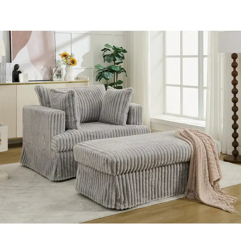 47.8 Oversized Upholstered Chaise Longue Chair with Pillows