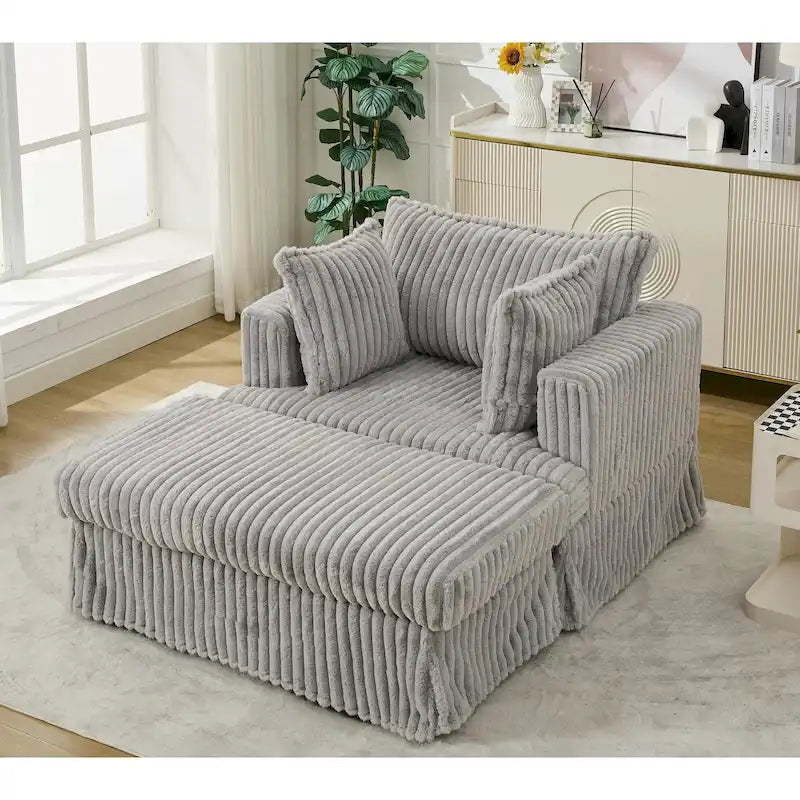 47.8 Oversized Upholstered Chaise Longue Chair with Pillows