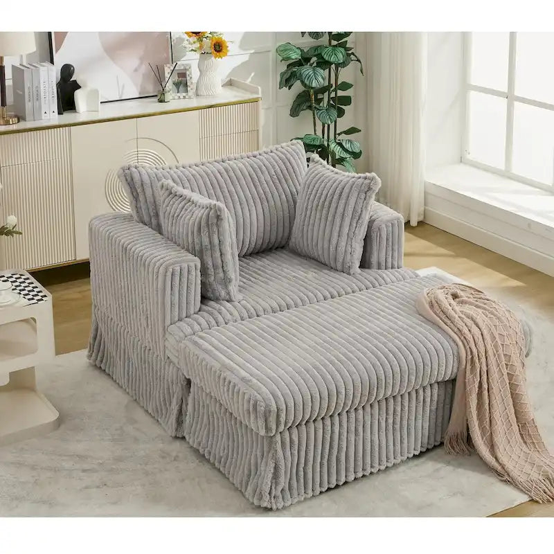 47.8 Oversized Upholstered Chaise Longue Chair with Pillows