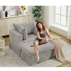 47.8 Oversized Upholstered Chaise Longue Chair with Pillows