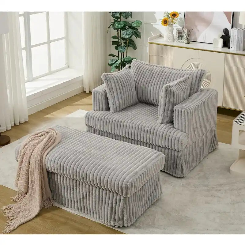 47.8 Oversized Upholstered Chaise Longue Chair with Pillows