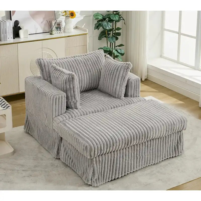 47.8 Oversized Upholstered Chaise Longue Chair with Pillows