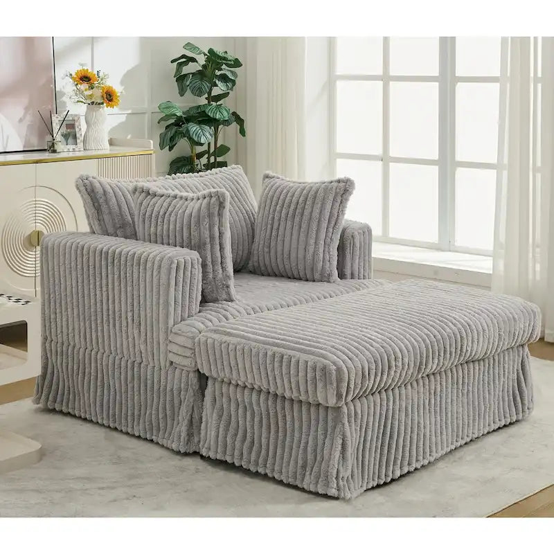 47.8 Oversized Upholstered Chaise Longue Chair with Pillows