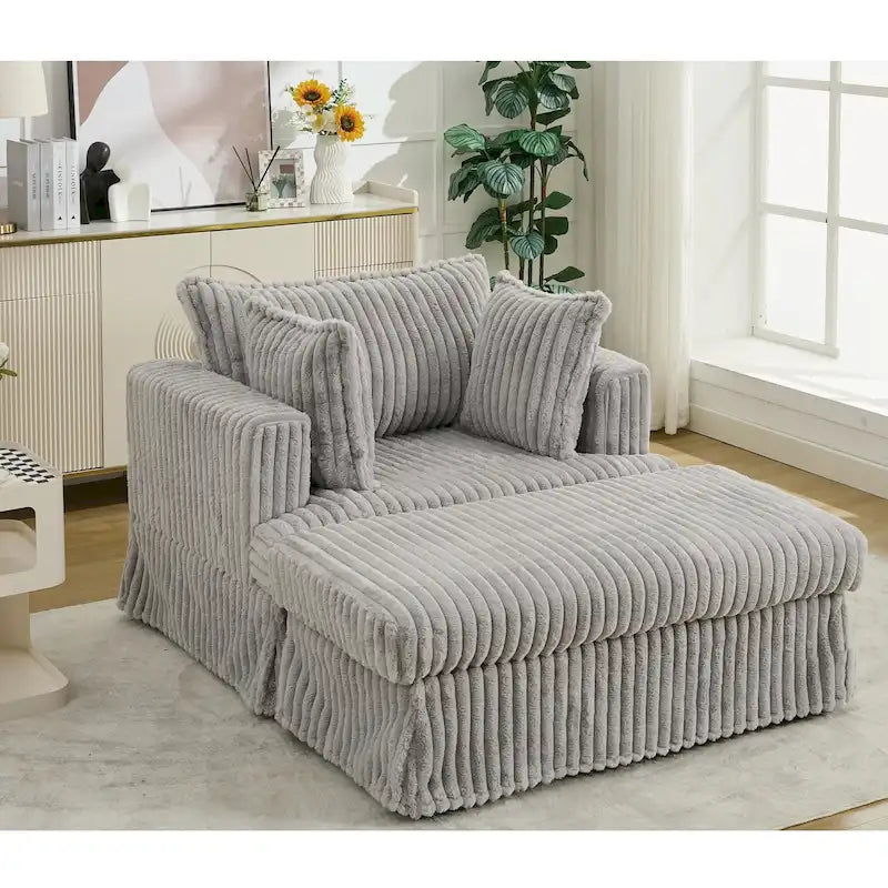 47.8 Oversized Upholstered Chaise Longue Chair with Pillows