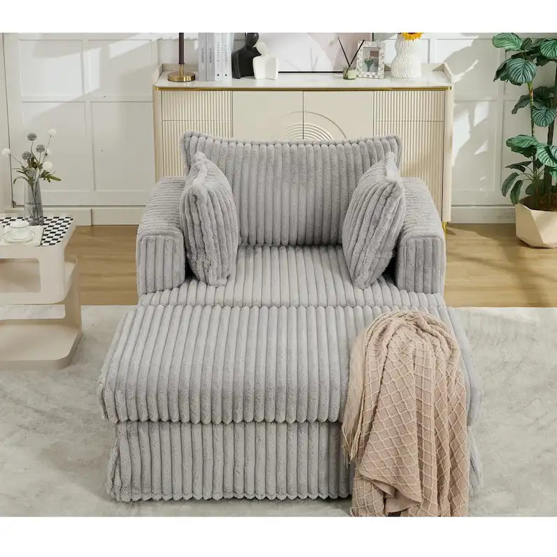 47.8 Oversized Upholstered Chaise Longue Chair with Pillows