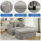47.8 Oversized Upholstered Chaise Longue Chair with Pillows